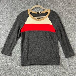 Sandro Women Sweater Wool Blend EU 1 US S Gray Multicolor Long Sleeve Colorblock